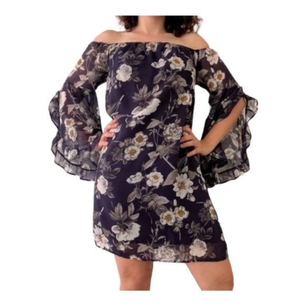Altar'd State Navy blue floral‎ dress Size Small